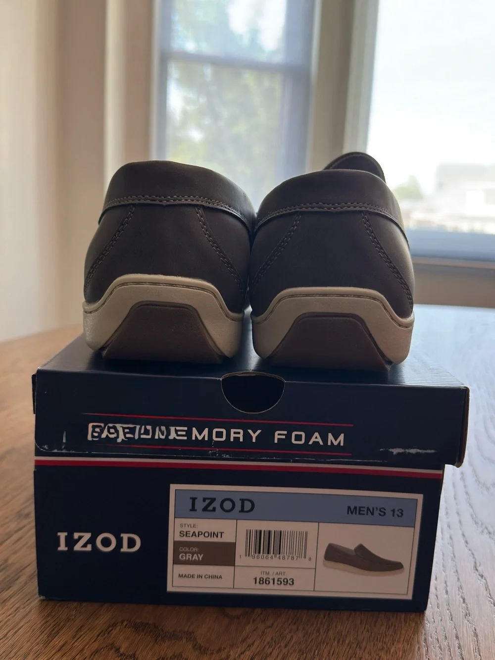 IZOD Seapoint Men’s Size 13 Gray Memory Foam Slip-On Loafers New in Box